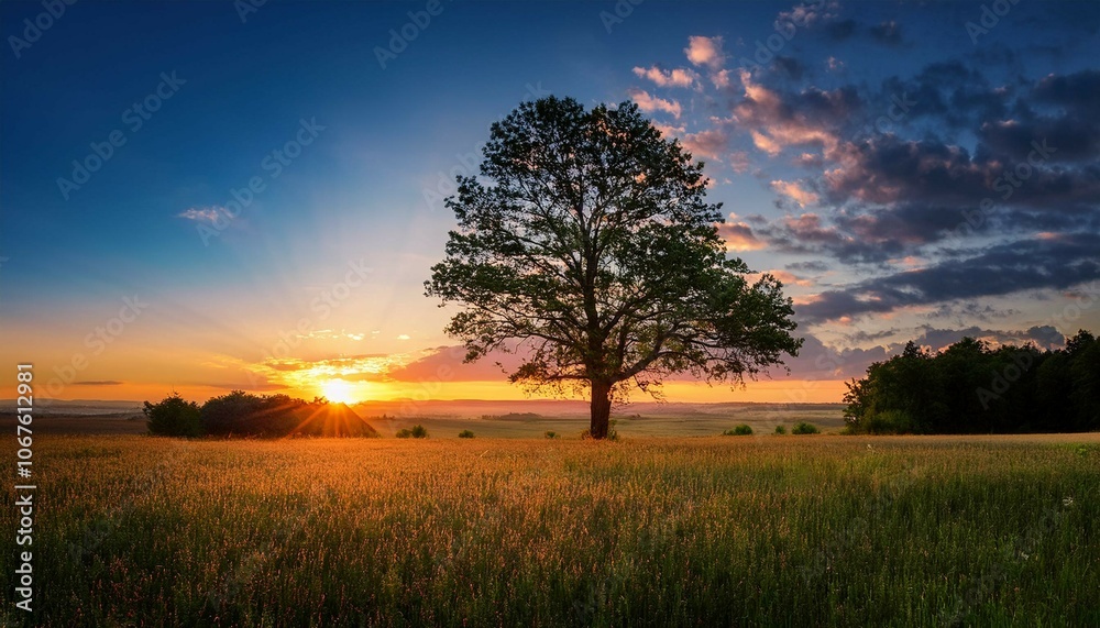 sunset in the field