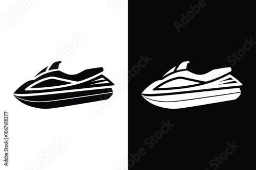 Jet ski Icon on White Background Vector Art Illustration on white background.