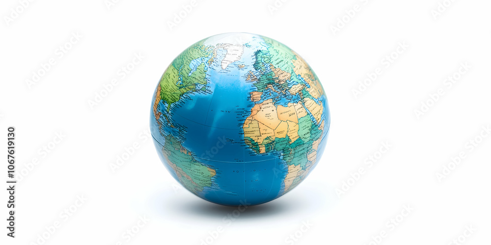 Earth globe showing oceans and continents on a plain white background.. 4k image Earth globe showing oceans and continents on a plain white background.. 4k image