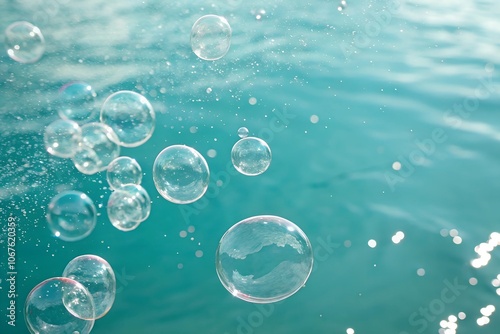 Wallpaper Mural Transparent floating bubbles on a turquoise background Torontodigital.ca