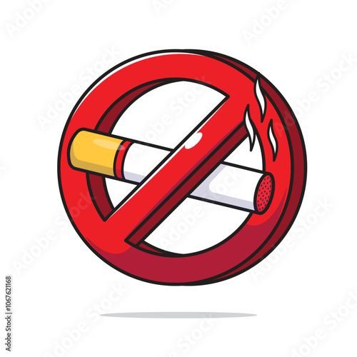 Draw great no smoking cigarette sign or no smoking symbol sign cartoon vector illustration object isolated on white background