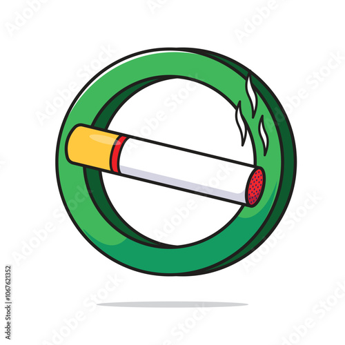 Cute green sign showing allowed smoking area spot vector cartoon illustration icon symbol object isolated