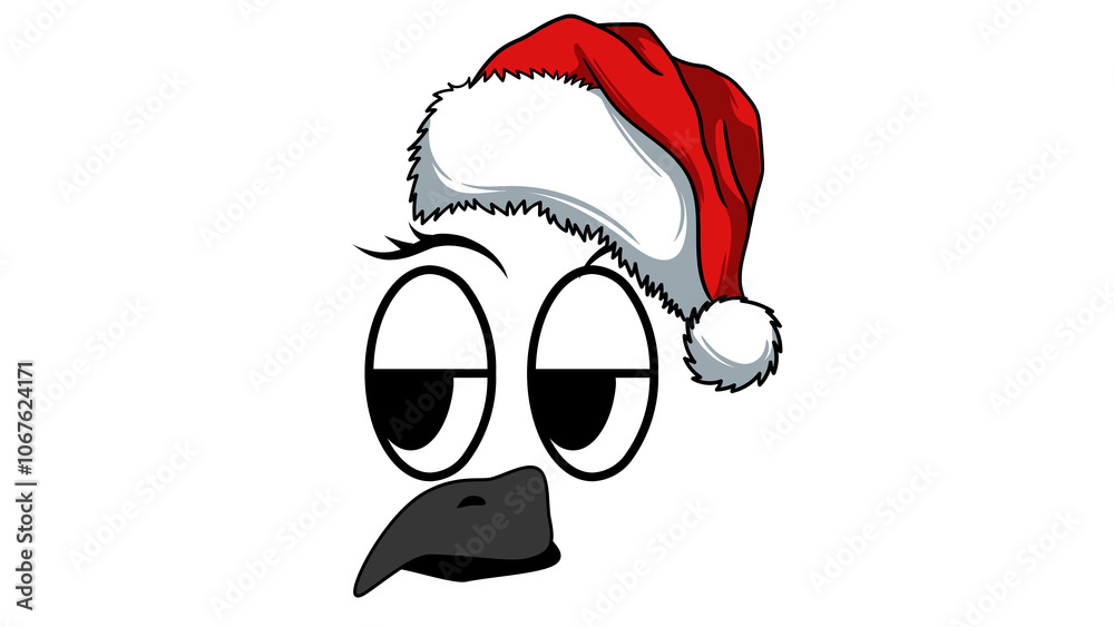 santa claus hat. Crow icon. Crows silhouetted. Black and white. Crow in a New Year's hat. Christmas and New Year. No background santa claus hat. Crow icon. Crows silhouetted. Black and white. Crow in a New Year's hat. Christmas and New Year. No background
