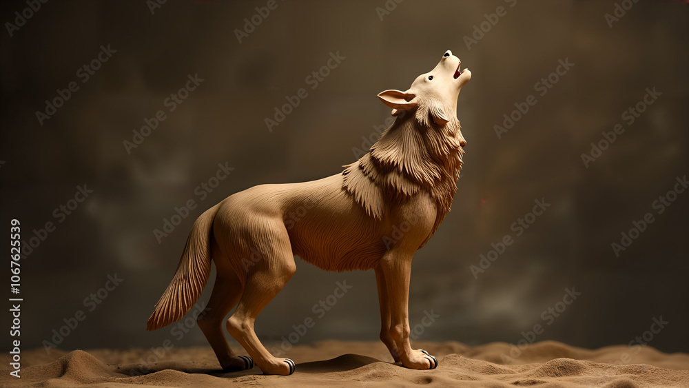 Fototapeta premium Howling Wooden Wolf