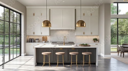Modern Kitchen with Island,...