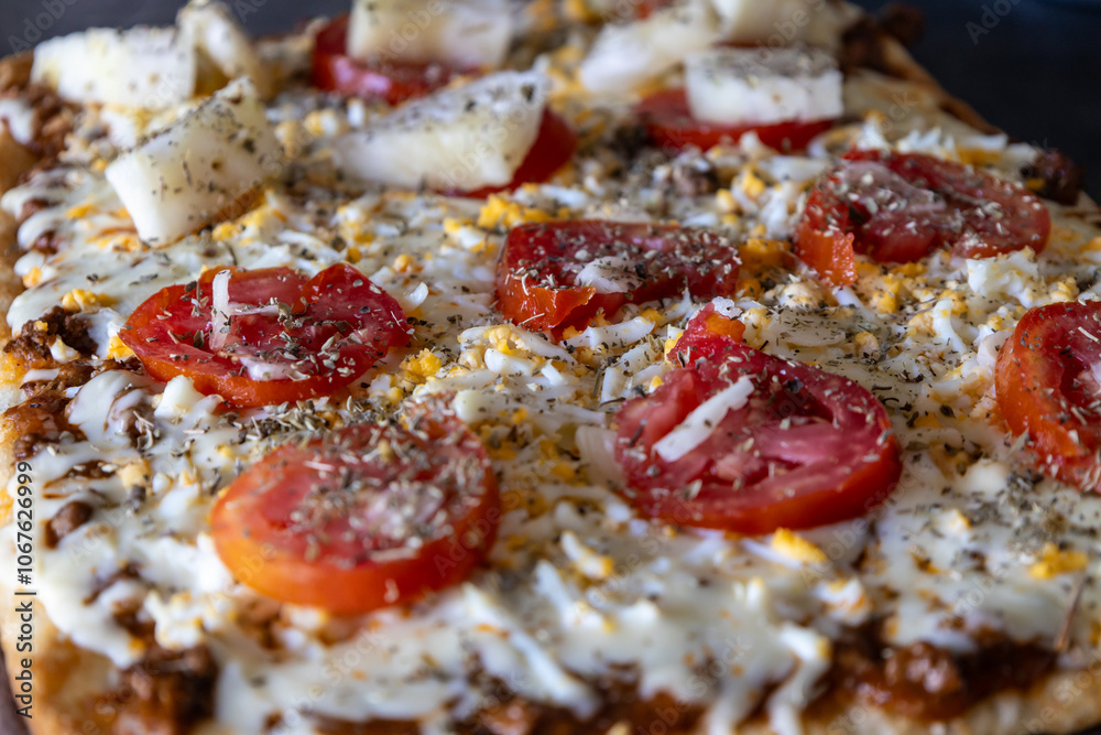 Delicious freshly made homemade Neapolitan pizza.