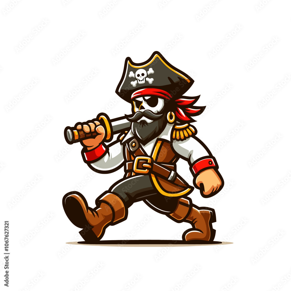 Naklejka premium Pirate cartoon character mascot. Isolated vector illustration