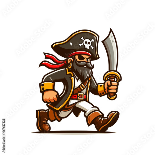 Pirate cartoon character mascot. Isolated vector illustration