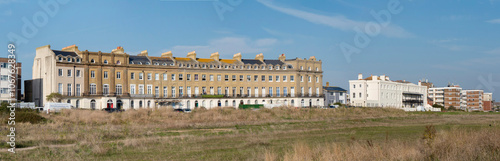 Europe, UK, England, Hampshire, Hayling Island Norfolk Crescent and Grand Hotel panorama