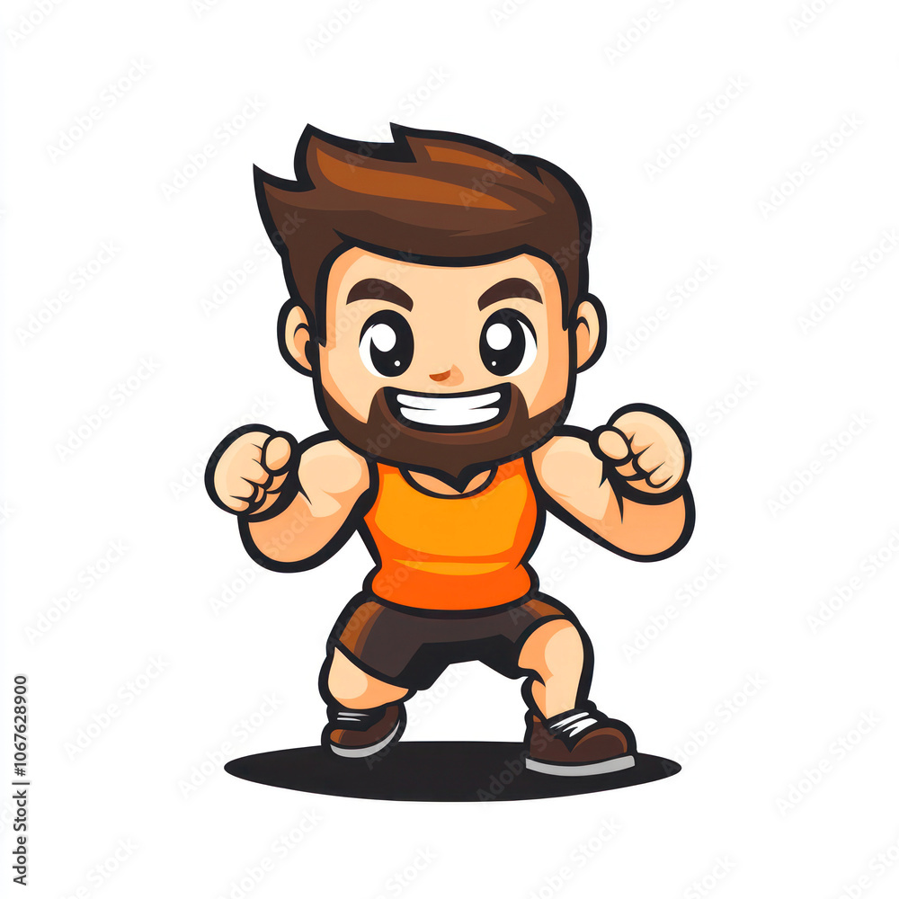 Energetic Cartoon Character Dressed for Fitness Training With a Cheerful Expression Energetic Cartoon Character Dressed for Fitness Training With a Cheerful Expression