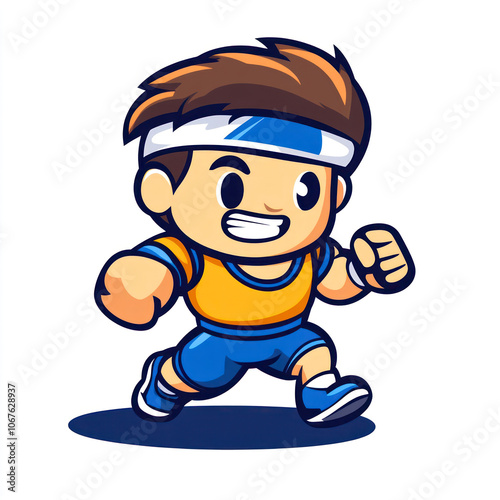 Energetic Cartoon Character Engaging in Fitness Training in a Vibrant Design