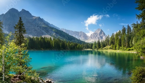 lake and mountains