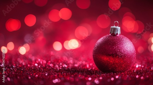 red Christmas ball ornaments set against a sparkling background, evoking a festive and joyful holiday spirit.