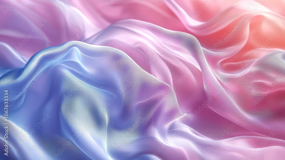 Fototapeta premium Soft Pastel Fabric Waves in Pink and Blue