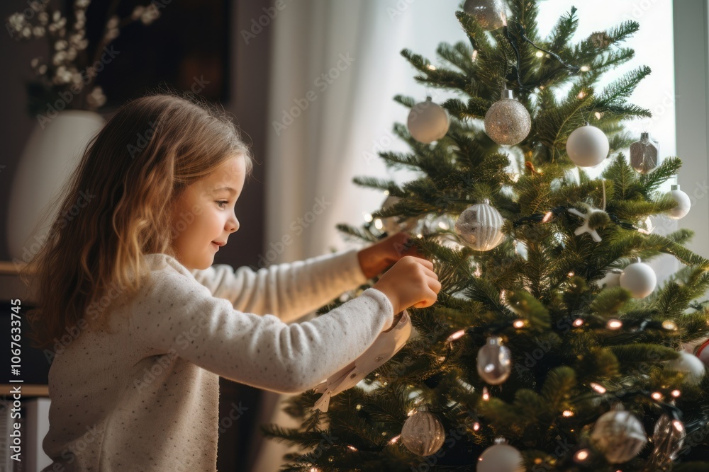 Christmas tree child girl anticipation. Christmas tree child girl anticipation.