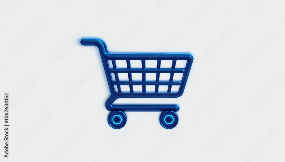 Minimalist Shopping Cart Icon with Neon Accents Minimalist Shopping Cart Icon with Neon Accents