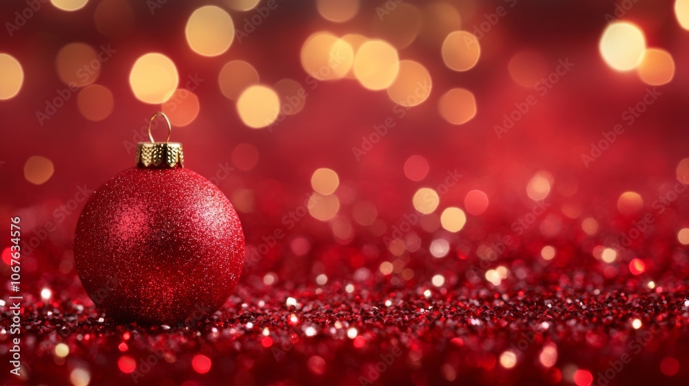 red Christmas ball ornaments set against a sparkling background, evoking a festive and joyful holiday spirit. red Christmas ball ornaments set against a sparkling background, evoking a festive and joyful holiday spirit.
