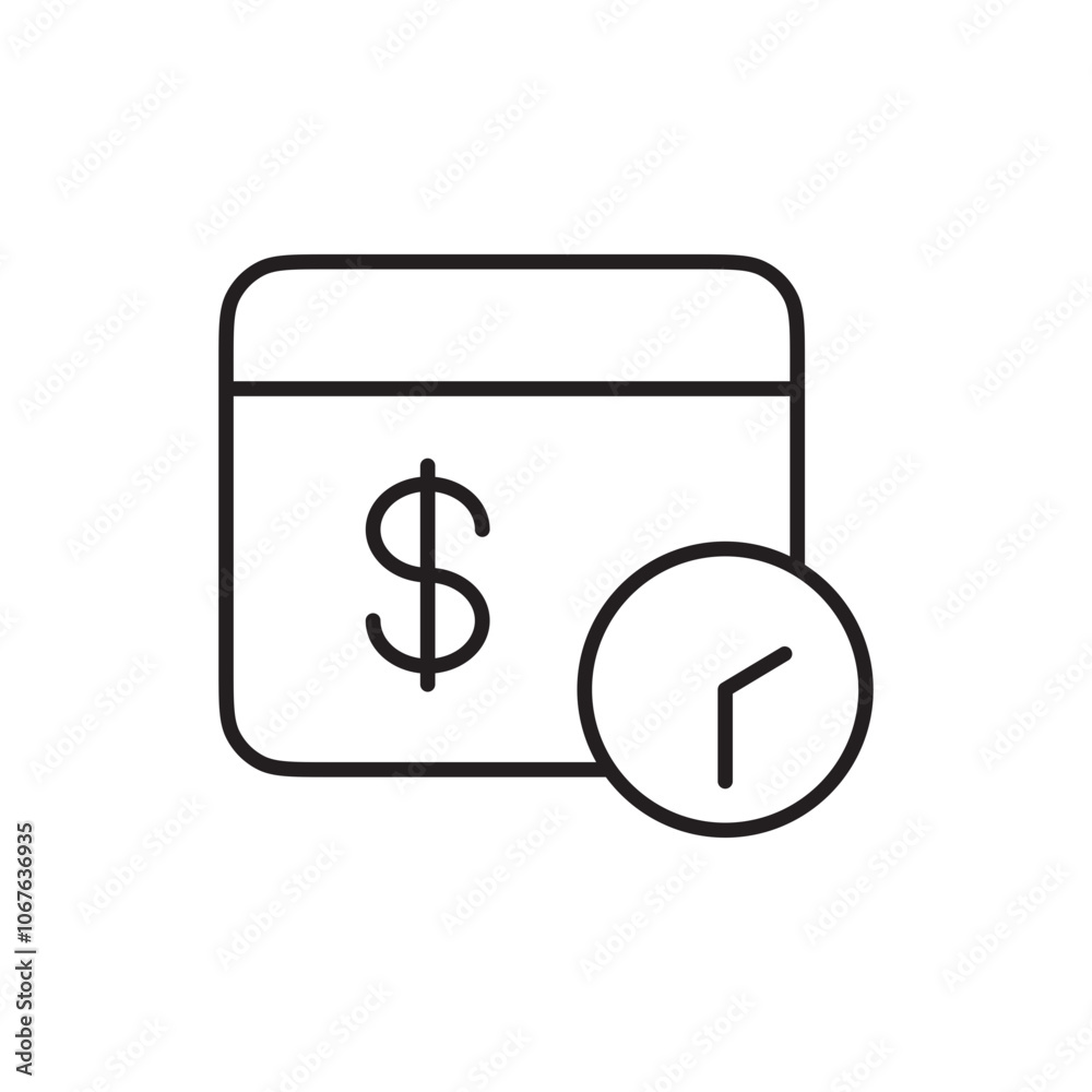 Auto Payment Icon with Clock, Representing Scheduled Payments, Recurring Billing, and Automated Financial Transactions Auto Payment Icon with Clock, Representing Scheduled Payments, Recurring Billing, and Automated Financial Transactions