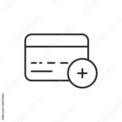 Add Card Icon with Plus Sign and Credit Card, Representing Adding Payment Methods, Payment Setup, and Account Management