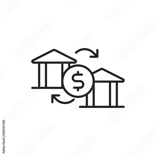 Money Transfer Icon Representing the Exchange of Funds Between Accounts, Secure Transactions, and Digital Banking