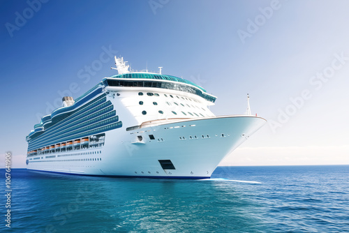 Luxury cruise vacation, with a grand ship sailing through crystal-clear waters, opulent amenities, and exciting excursions to exotic ports of call around the world