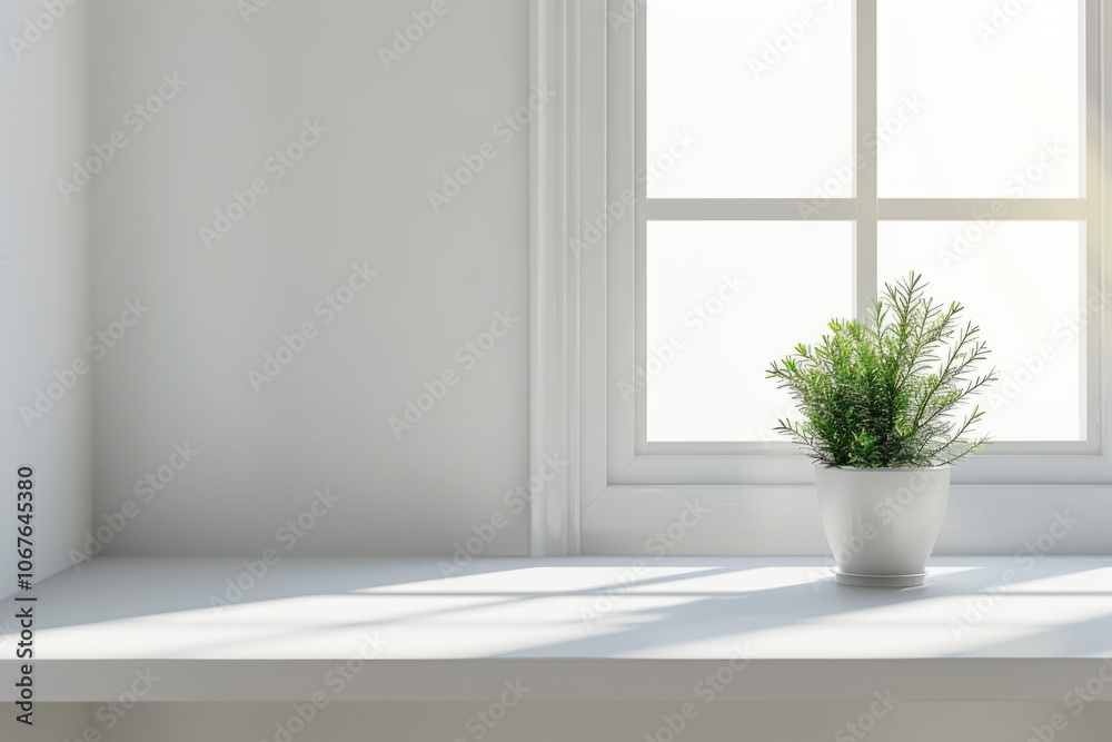 White desk with free space for decoration and small plant. White desk with free space for decoration and small plant.