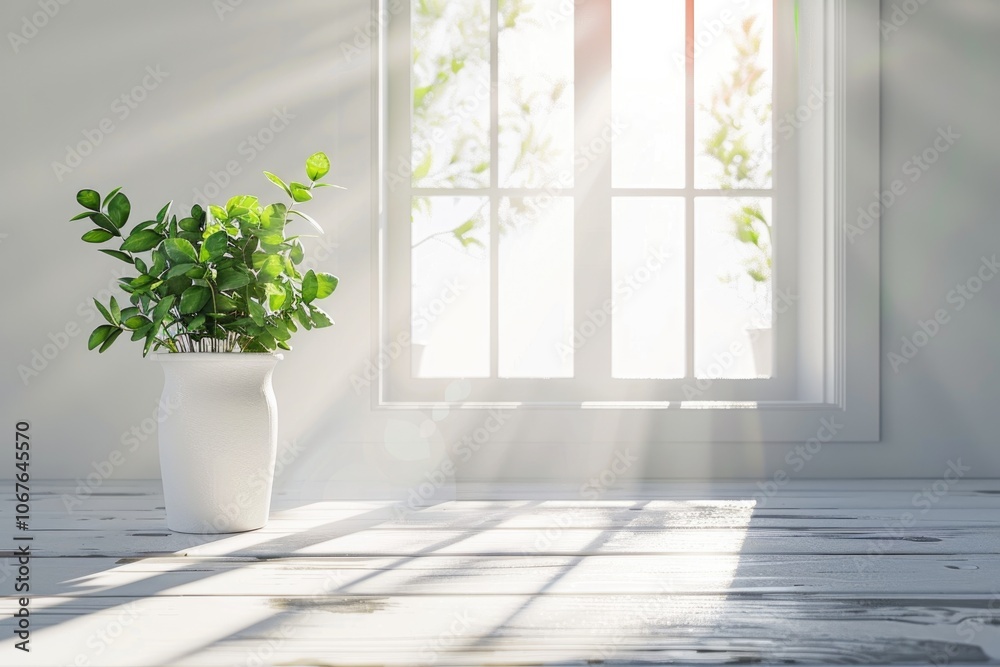 White desk with free space for decoration and small plant. White desk with free space for decoration and small plant.