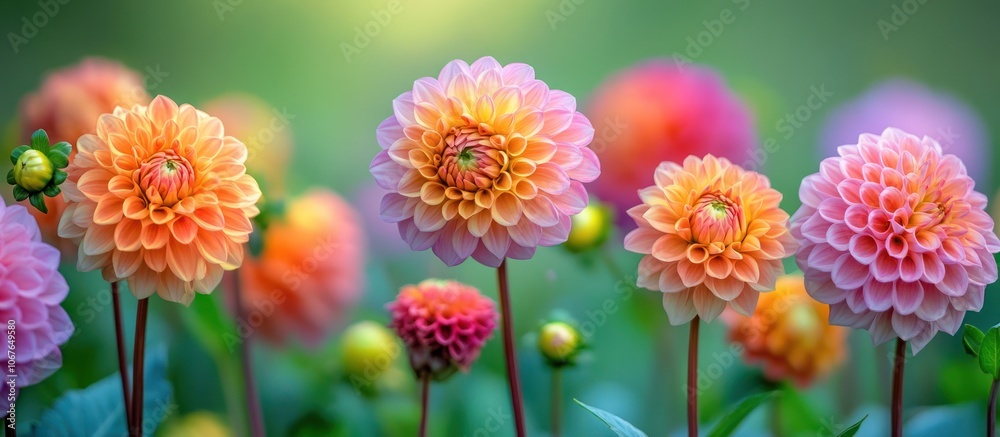 Colorful Dahlias in Bloom. Colorful Dahlias in Bloom.