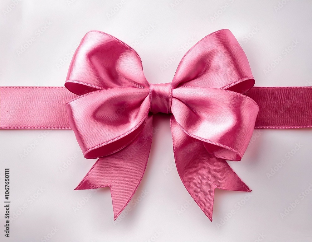 Naklejka premium beautiful pink ribbon with bow isolated on white background