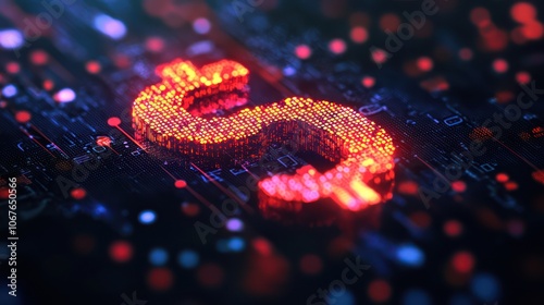 Futuristic digital dollar sign glowing on a dark background, symbolizing the rise cryptocurrency, financial innovation, and digital currency exchange in global markets