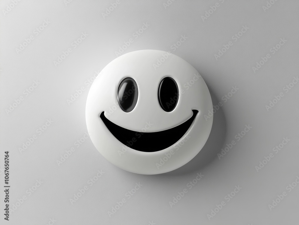 White and black smiling face with a black eye. The face is smiling and has a happy expression White and black smiling face with a black eye. The face is smiling and has a happy expression