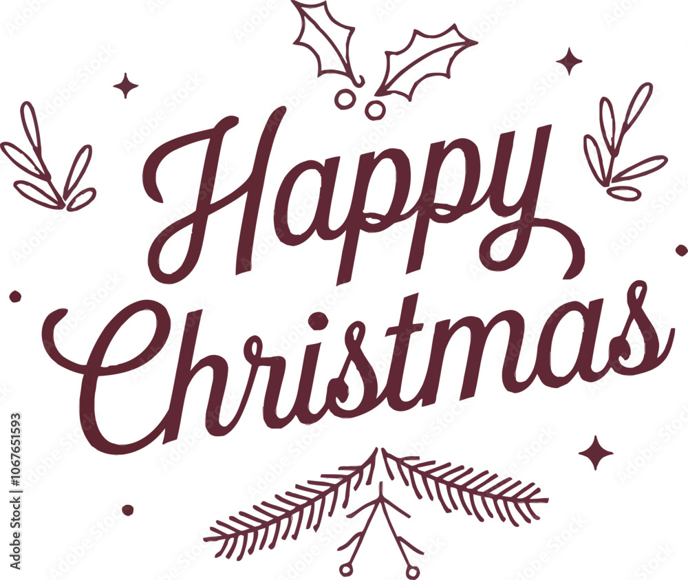 Obraz premium Happy Christmas Vector Style Typography