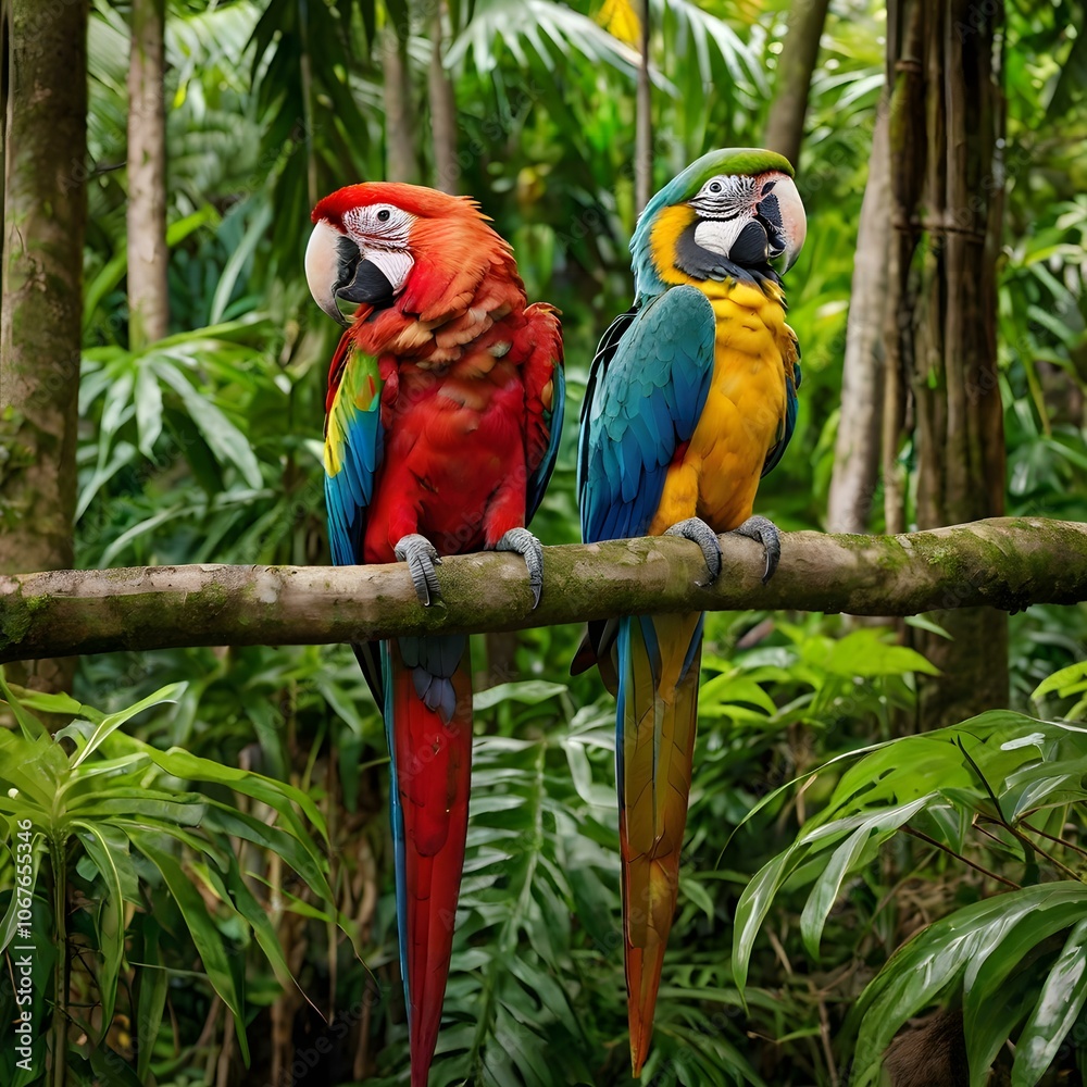 Obraz premium Colorful Macaws in Jungle