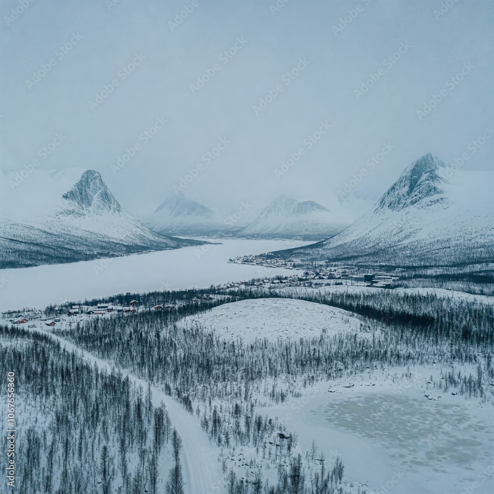 Obraz premium Snowy Lapland landscape