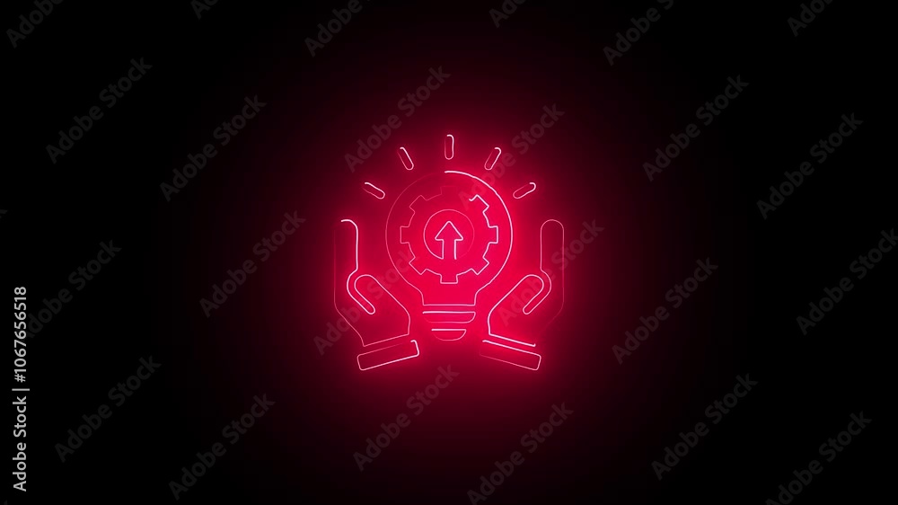 Glowing neon High Tech Future icon isolated on black background. HD Video motion graphic animation Glowing neon High Tech Future icon isolated on black background. HD Video motion graphic animation