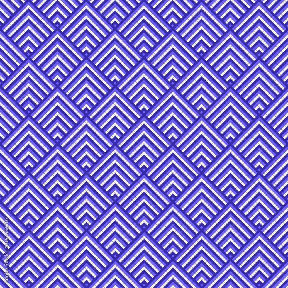 Seamless Geometric Chevron Pattern in Deep Blue with Repeating Arrows for Modern Wallpaper and Textile Design. Fashionable design illustration Seamless Geometric Chevron Pattern in Deep Blue with Repeating Arrows for Modern Wallpaper and Textile Design. Fashionable design illustration