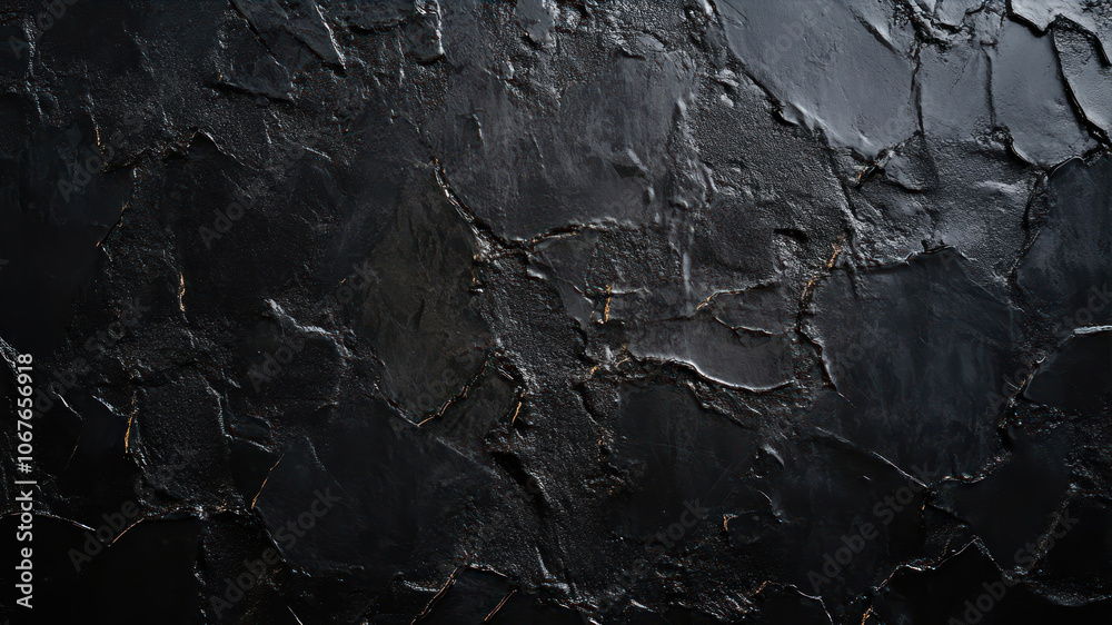 Fototapeta premium A Striking Rough Black Wall Texture Creating a Dramatic Backdrop for Artistic Exploration