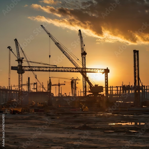 Construction Site at Sunset