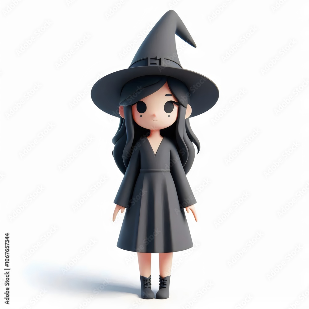 3d witch isolated on white background, icon 3d witch isolated on white background, icon