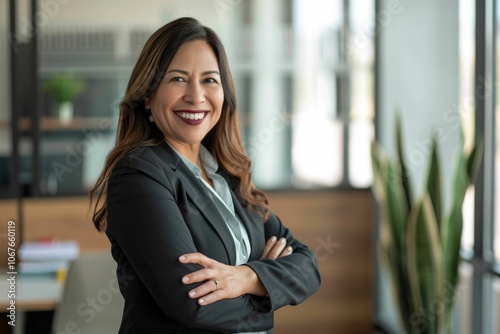 Confident Latin female executive in office portrait. Free Download Confident Latin female executive in office portrait. - GFXLoad