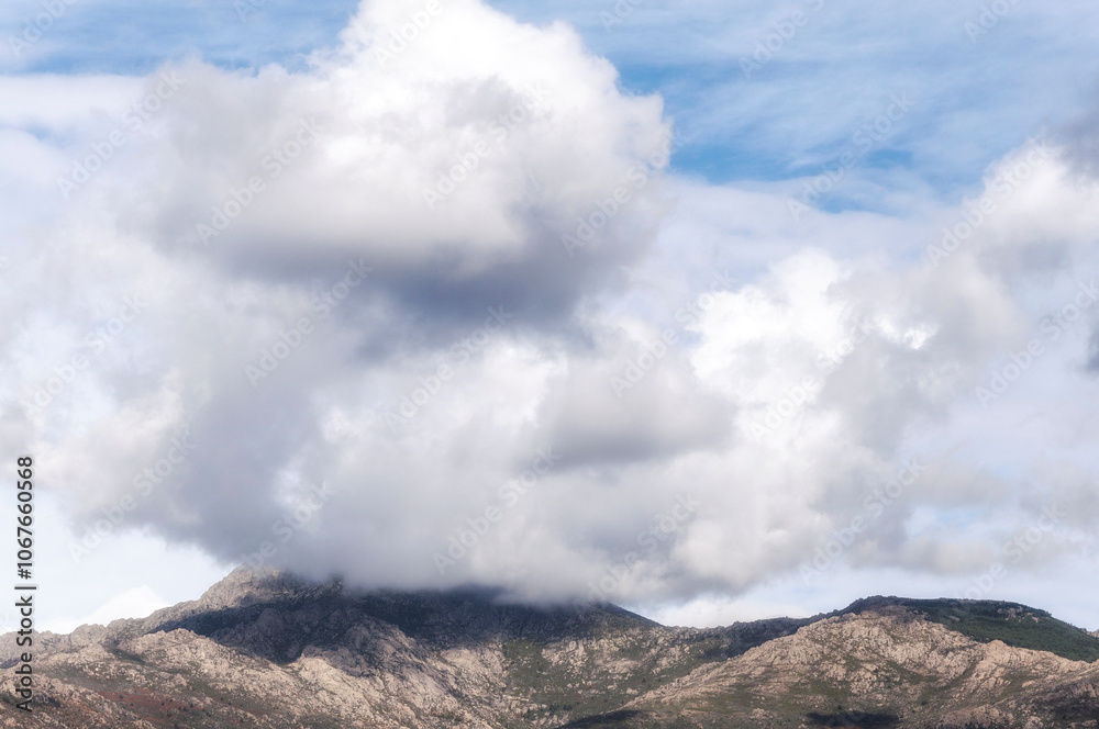 Cumulus Congestus Clouds against blue sky over the montain Cumulus Congestus Clouds against blue sky over the montain