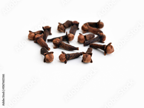 Dried cloves on a white background