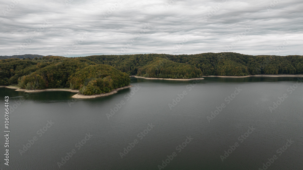 Fototapeta premium View from the drone of Lake Solina.