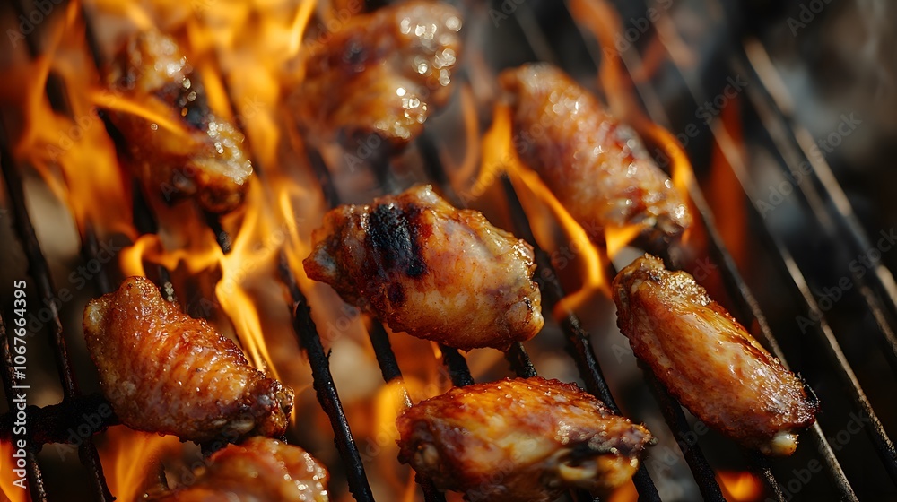 Grilled Chicken Wings with Flames Grilled Chicken Wings with Flames