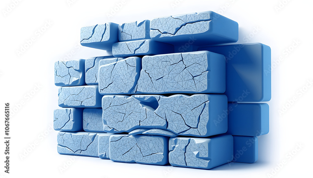 Fototapeta premium Stress Blue Grey Blocks isolated with white highlights, png