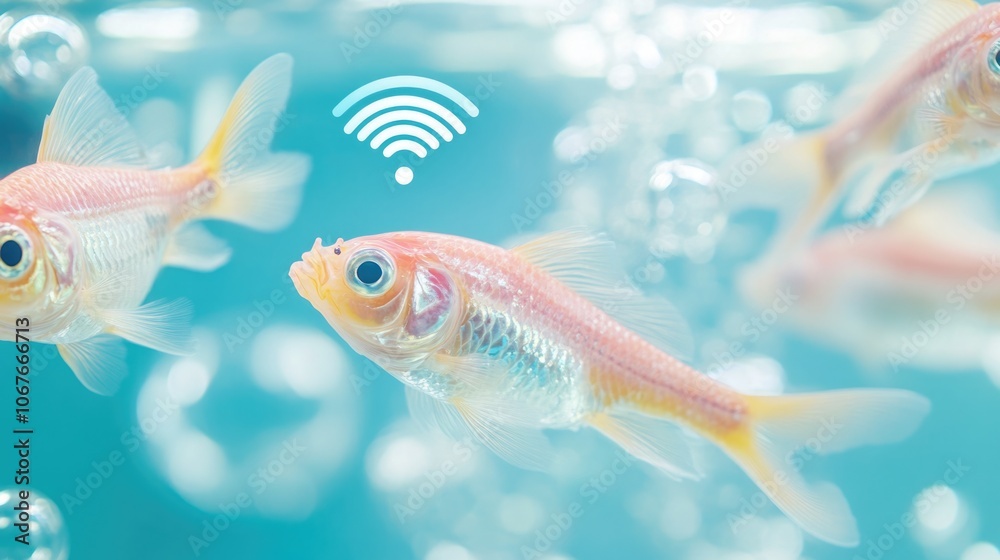 Naklejka premium Smart Fish Tank RealTime Health Tracking and Monitoring