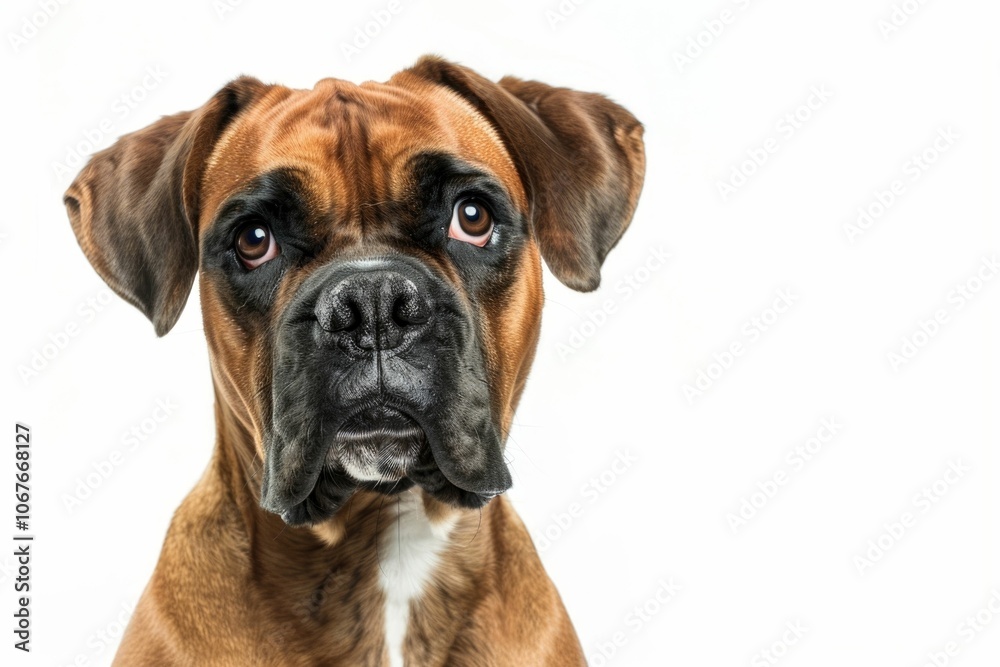 Portrait of German Boxer in front of white background Portrait of German Boxer in front of white background