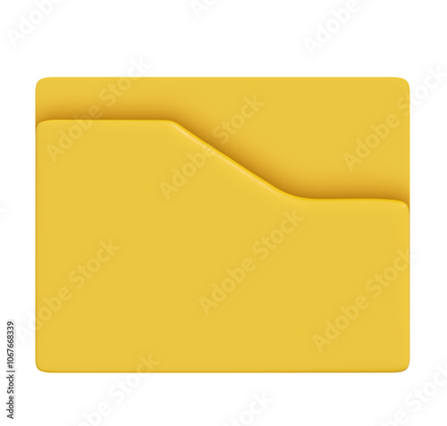 Empty yellow folder icon 3d on png transparent background.