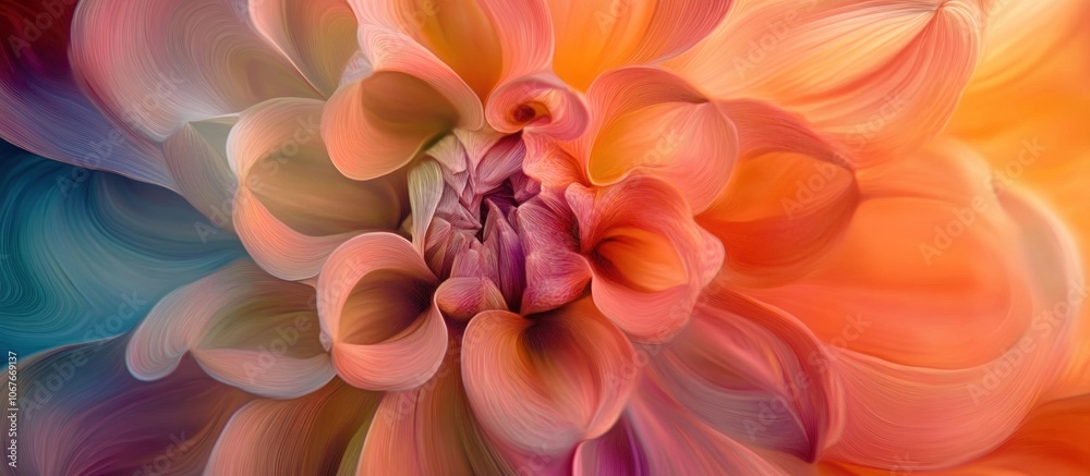 Abstract close-up of soft pink and orange flower petals. Abstract close-up of soft pink and orange flower petals.