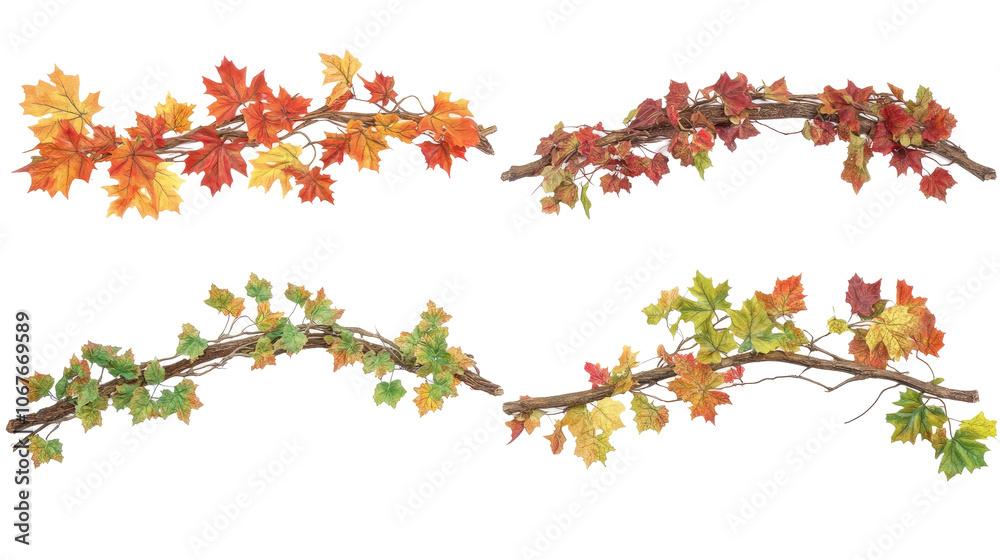 Autumn Maple Leaves as Decorative Borders on a Transparent Background Generative AI Autumn Maple Leaves as Decorative Borders on a Transparent Background Generative AI